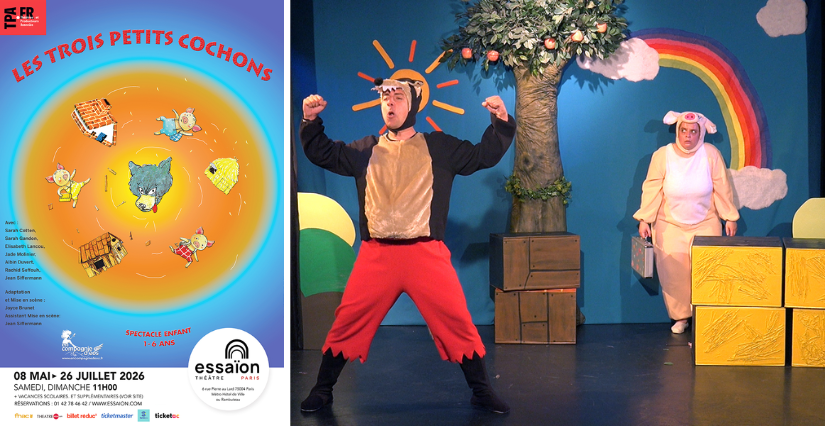 Spectacle musical " Les trois petits cochons ", en famille au Théâtre Essaïon, Paris 4ᵉ
